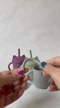 GIF-Jhonson - Vaso de Aprendizaje con Asa de Silicona para Bebés diferentes colores 3